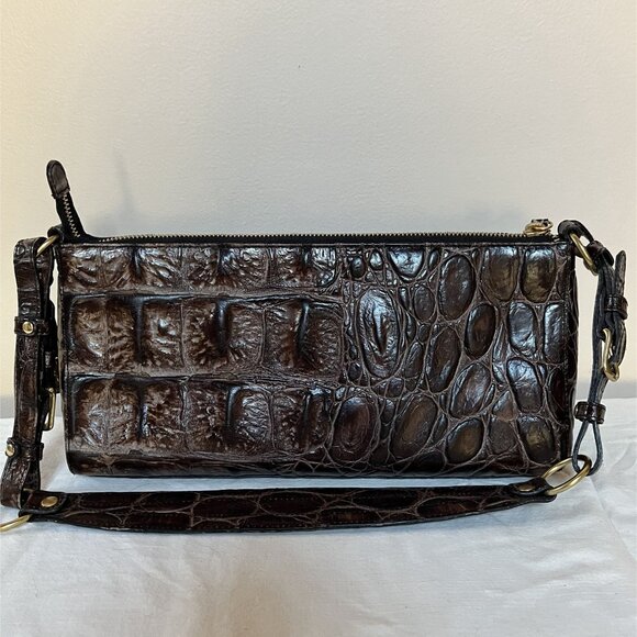 Brahmin Y2K Brown Croc Embossed Leather Shoulder Bag 25th Anniversary Edition - Picture 3 of 13